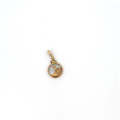 14k Yellow Gold Glass Gold Flake Pendant